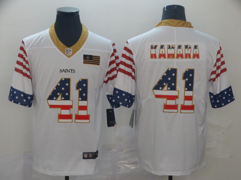 Men New Orleans Saints #41 Kamara White Retro USA Flag Nike NFL Jerseys